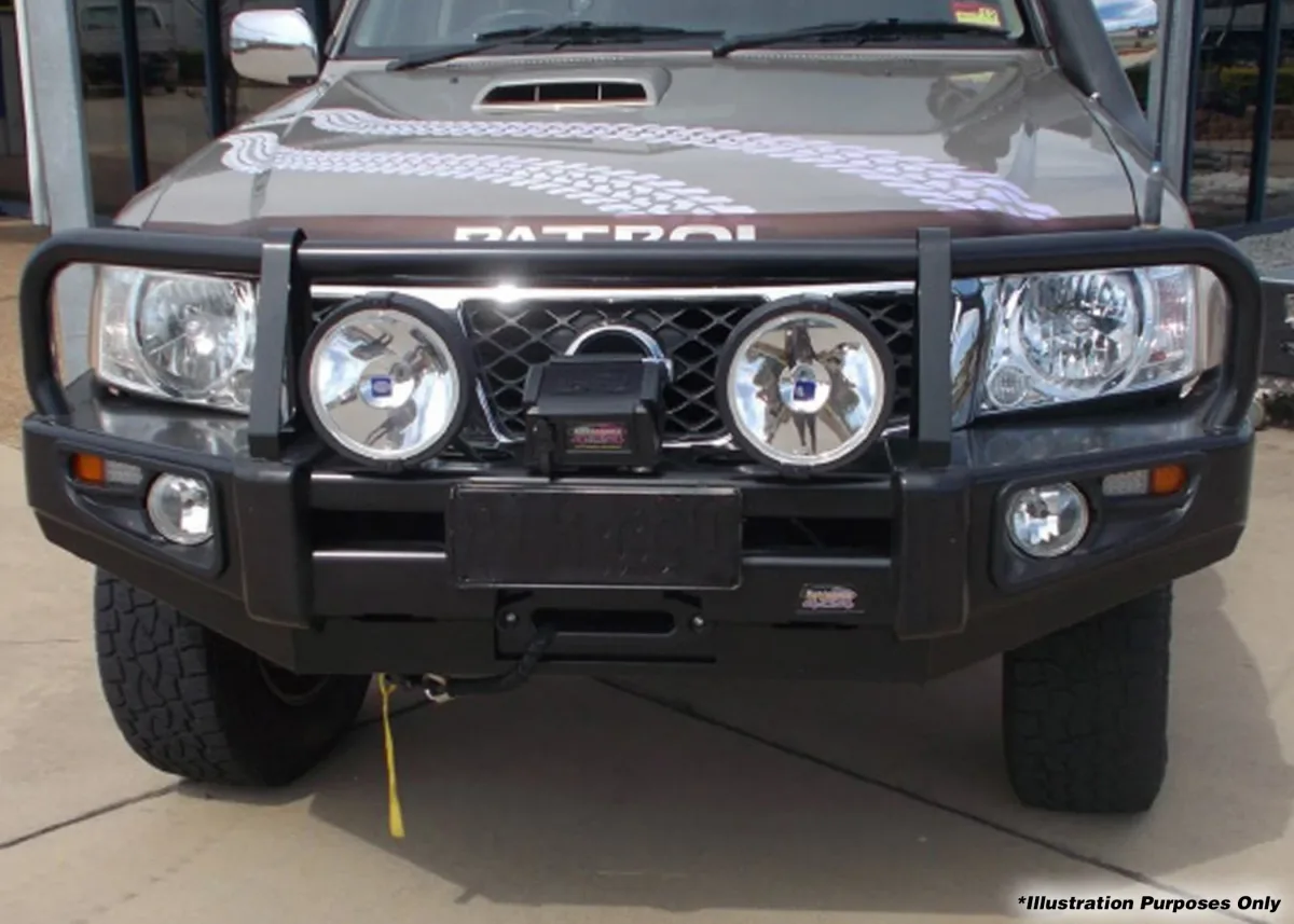 Dobinsons Black Deluxe Bull Bar for 2005–2010 Nissan Patrol Y61 GU Wagon — BU45-3691