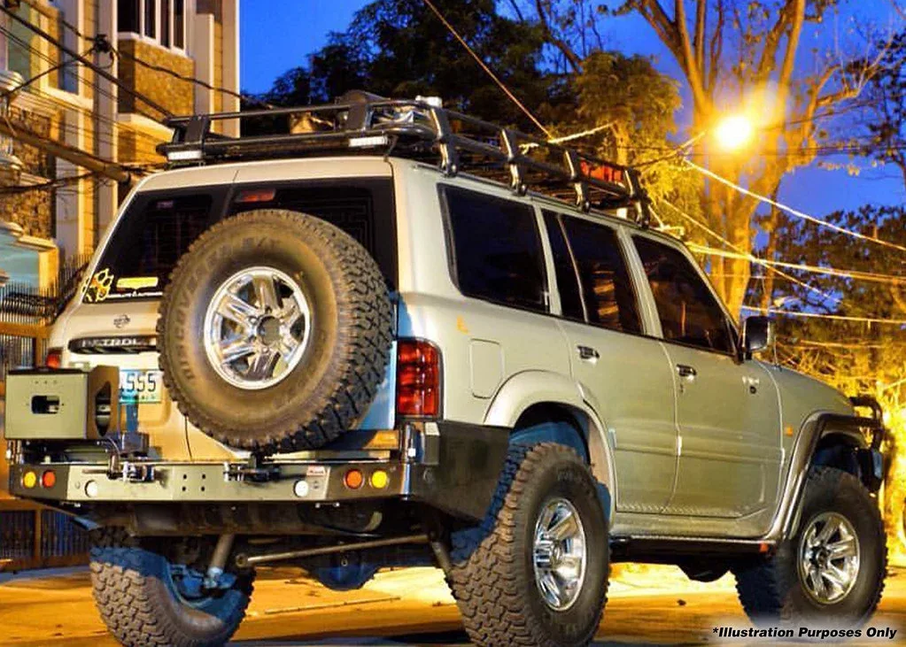 Dobinsons Rear Bumper with Swing-Outs for 1998–2004 Nissan Patrol Y61 GU — BW80-4110