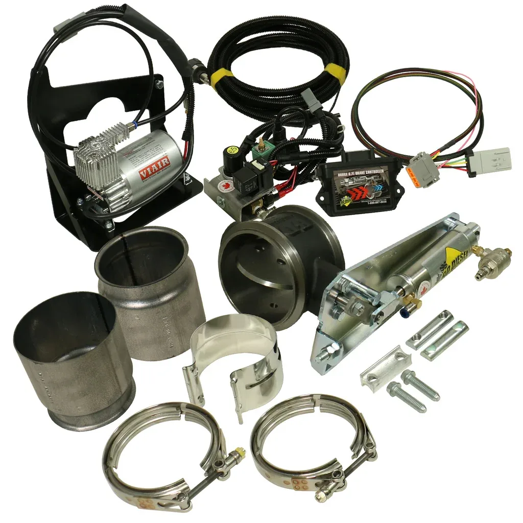 BD Diesel Exhaust Brake (remote) w/NON-VGT Turbo & 5-INCH Exhaust KIT with AIR Compressor Dodge 6.7L Cummins 2007.5-2017 — 1027345 — image 1