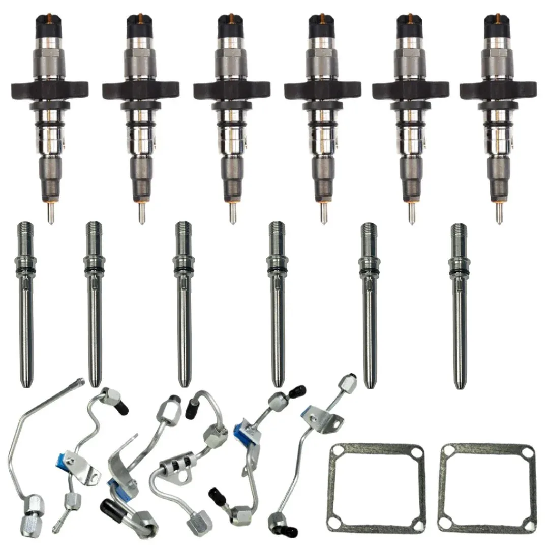 Industrial Injection Remanufactured Stock Injector Pack with Connecting Tubes & Fuel Lines — 2004.5–2007 Dodge Ram 5.9L Cummins — 215601