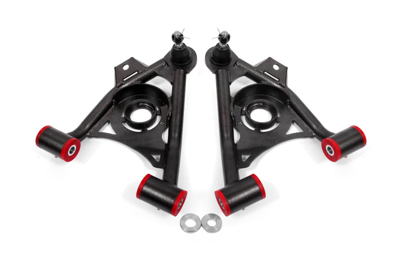 BMR 79-93 Fox Mustang Non-Adj Lower A-Arms Standard Ball Joint Spring Pocket - Black Hammertone — image 1