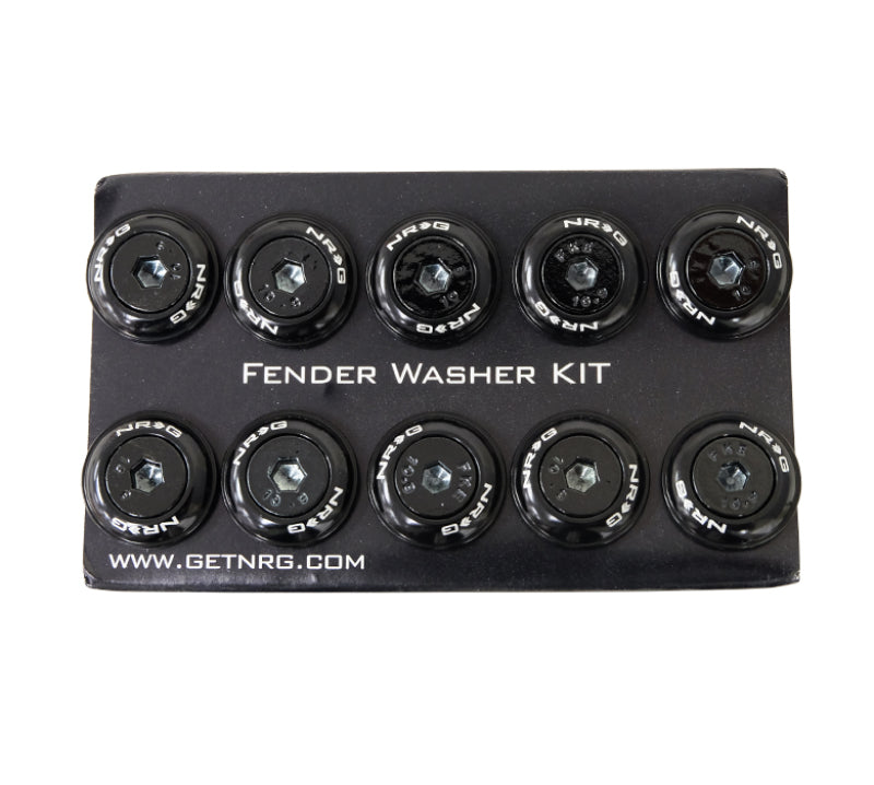 NRG Fender Washer Kit w/Color Matched M6 Bolt Rivets For Plastic (Black) - Set of 10 — image 1
