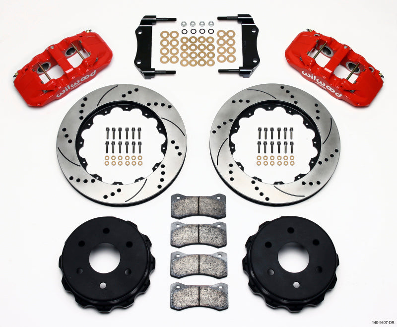 Wilwood AERO4 RearTruck Kit 14.25in Drill Red 1999-2010 GM 1500-SUV 1 Piston OE Caliper — image 1