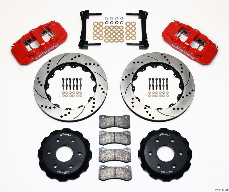 Wilwood AERO6 Front Truck Kit 14.25in Drill Red 1999-2014 GM Truck/SUV 1500 — image 1