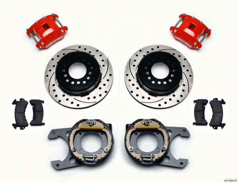 Wilwood D154 P/S P-B Kit Drilled-Red Chevy C-10 2.42 Offset 5-lug — image 1