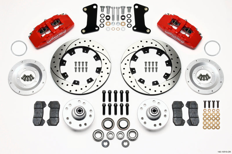 Wilwood Dynapro 6 Front Hub Kit 12.19in Drilled Red 67-69 Camaro (*Line Kit Needed*) — image 1