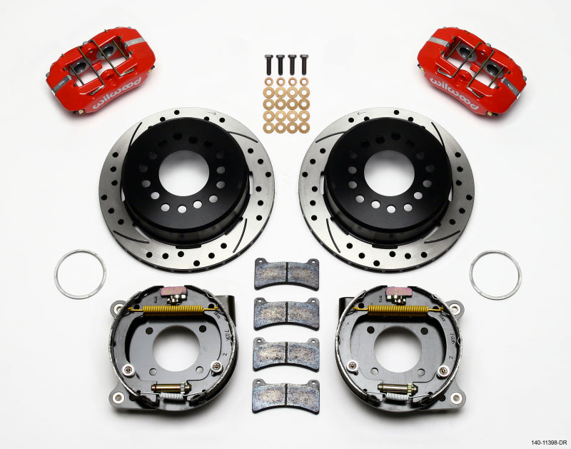 Wilwood Dynapro Low-Profile 11.00in P-Brake Kit Drill-Red Chevy 12 Bolt 2.75in Off w/ C-Clips — image 1