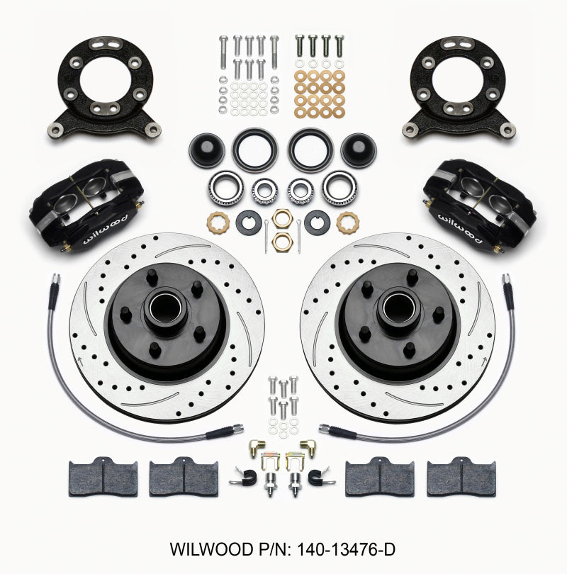 Wilwood Forged Dynalite-M Front Kit 11.30in 1 PC Rotor&Hub-Drill 65-69 Mustang Disc & Drum Spindle — image 1