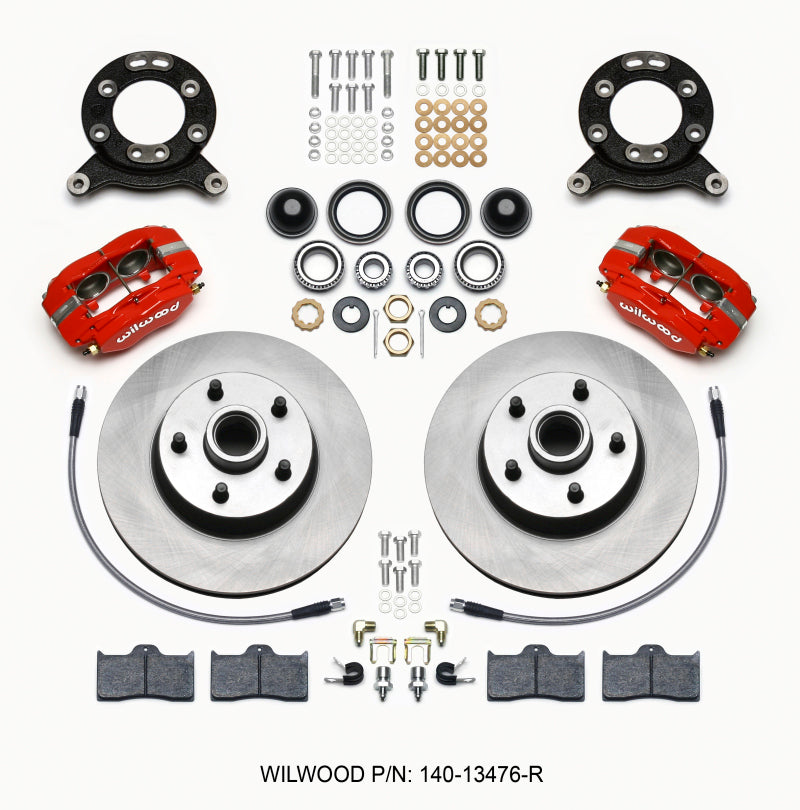 Wilwood Forged Dynalite-M Front Kit 11.30in 1 PC Rotor&Hub Red 1965-1969 Mustang Disc & Drum Spindle — image 1