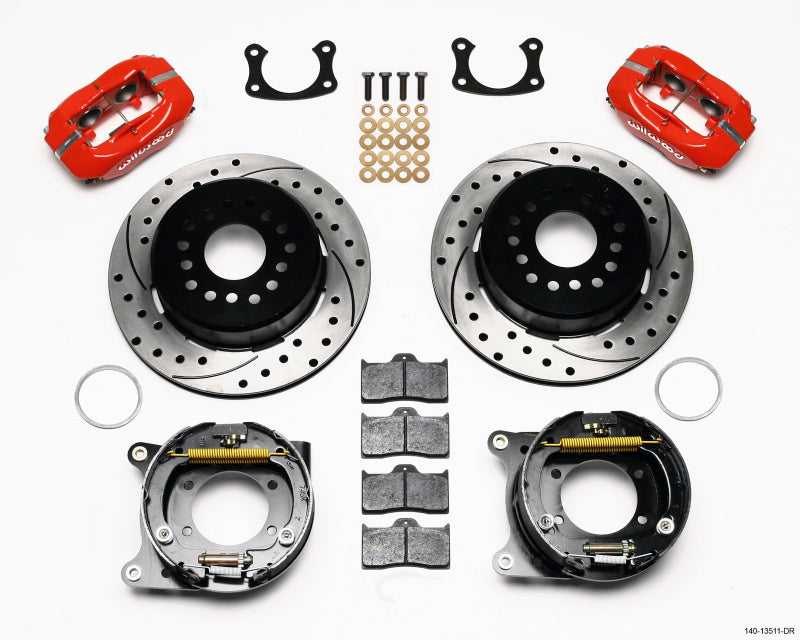Wilwood Forged Dynalite P/S Park Brake Kit Drilled Red BOP Axle 2.75in Bearing 2.75 Offset — image 1