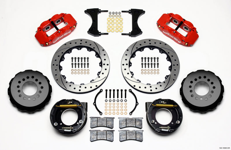 Wilwood Narrow Superlite 4R Rear P-Brk Kit 12.88in Drilled Red Chevy C-10 2.42 Offset 5-lug — image 1
