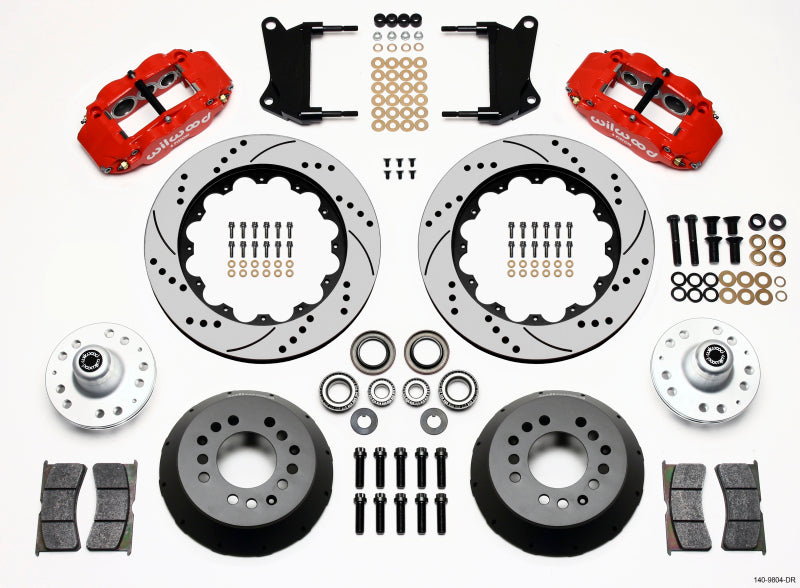 Wilwood Narrow Superlite 6R Front Hub Kit 14.00in Drill Red 67-69 Camaro 64-72 Nova Chevelle — image 1