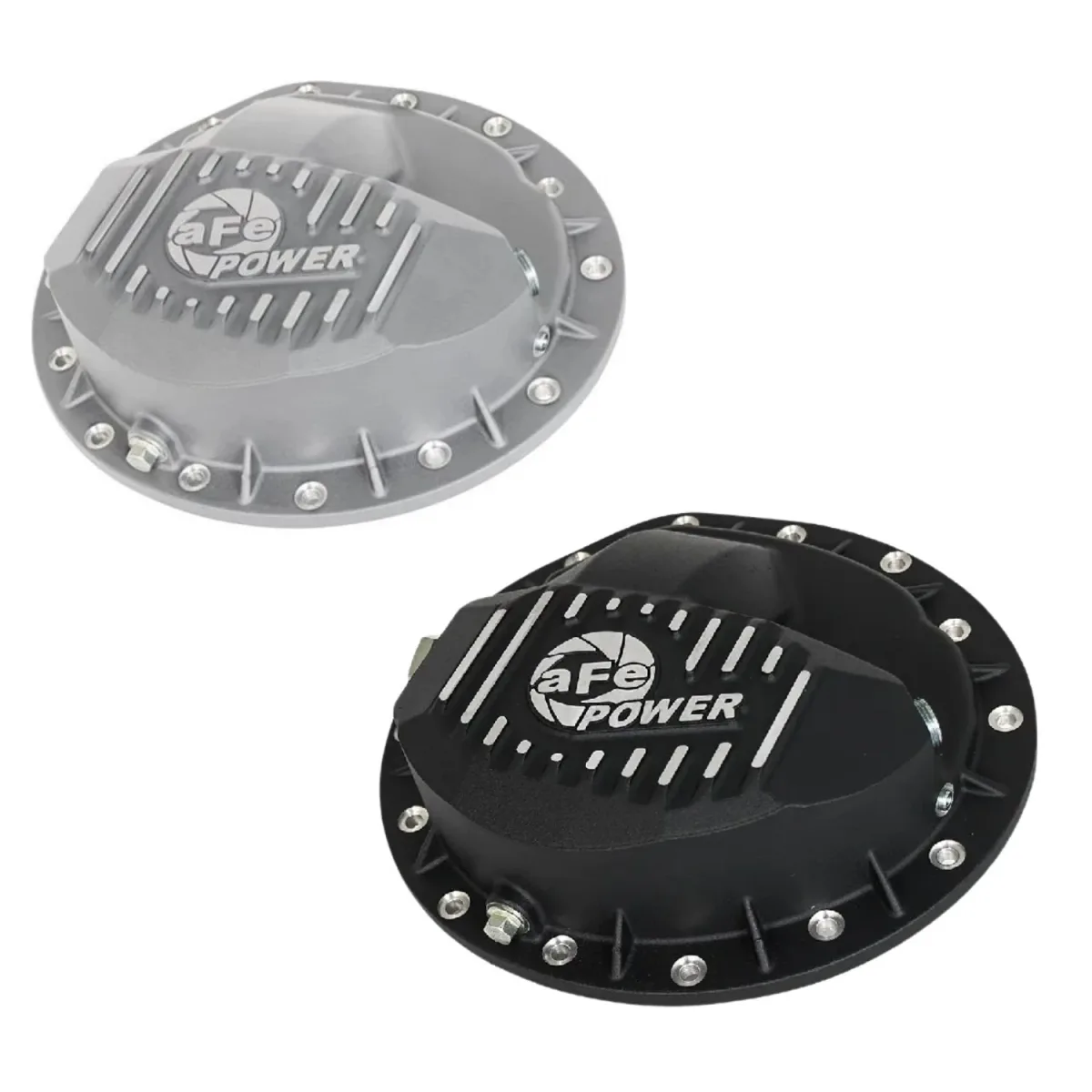 aFe Power Front Differential Cover, black with machined fins — 2003–2012 Ram 2500 / 3500 5.9L and 6.7L Cummins, front — 46-70042
