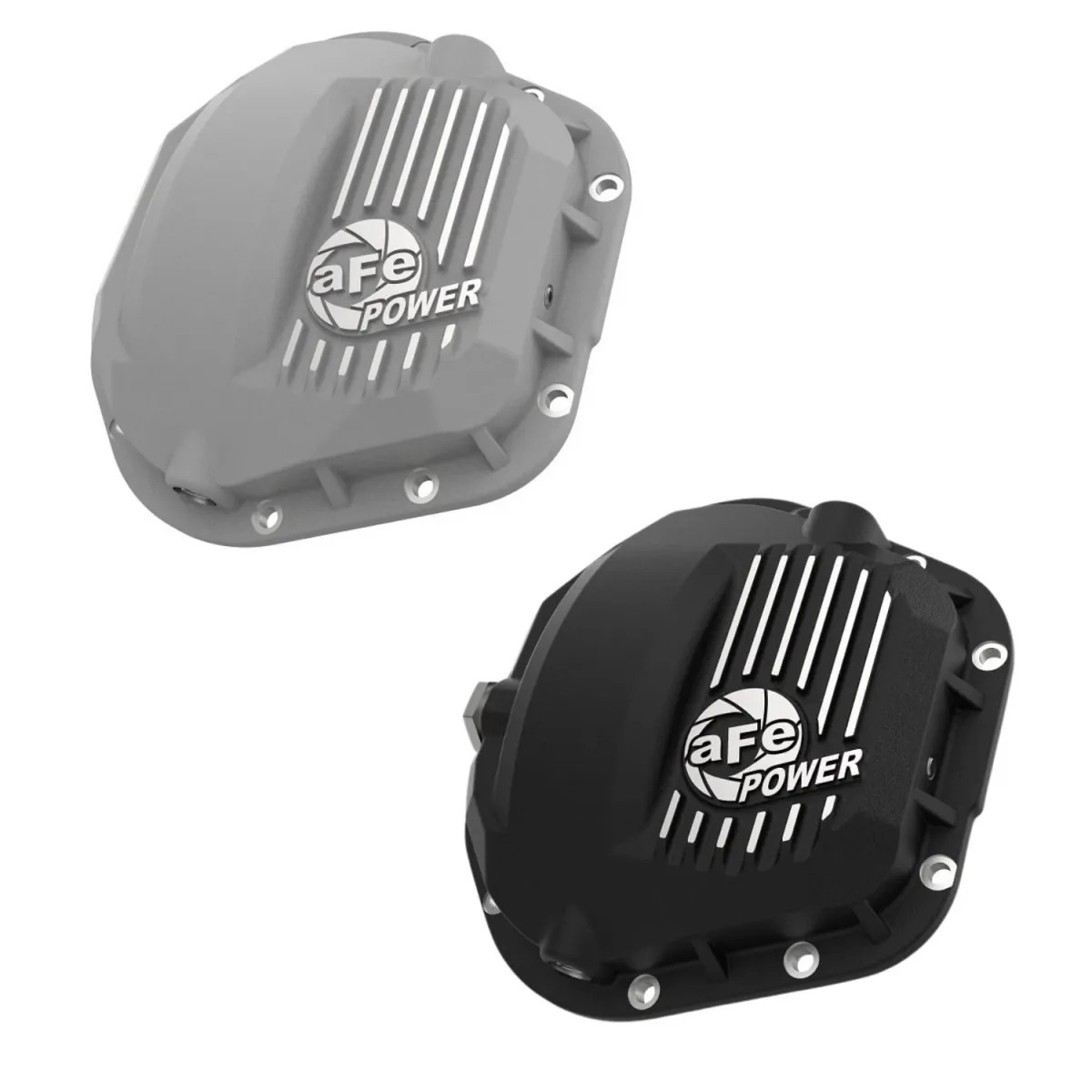 aFe Power Front Differential Cover, raw cast aluminium — 2017–2023 Ford F-250 / F-350 6.7L Power Stroke, front — 46-71100A
